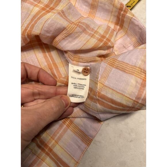 Ulla Johnson Plaid Blouse in Peach and Cream - Picture 5 of 7